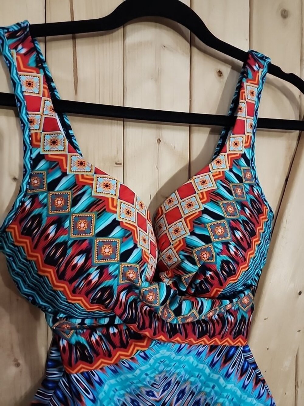 Miraclesuit Escape One Piece Casbah Swimsuit Criss Cross Multicolor Sz 10 Slimmi